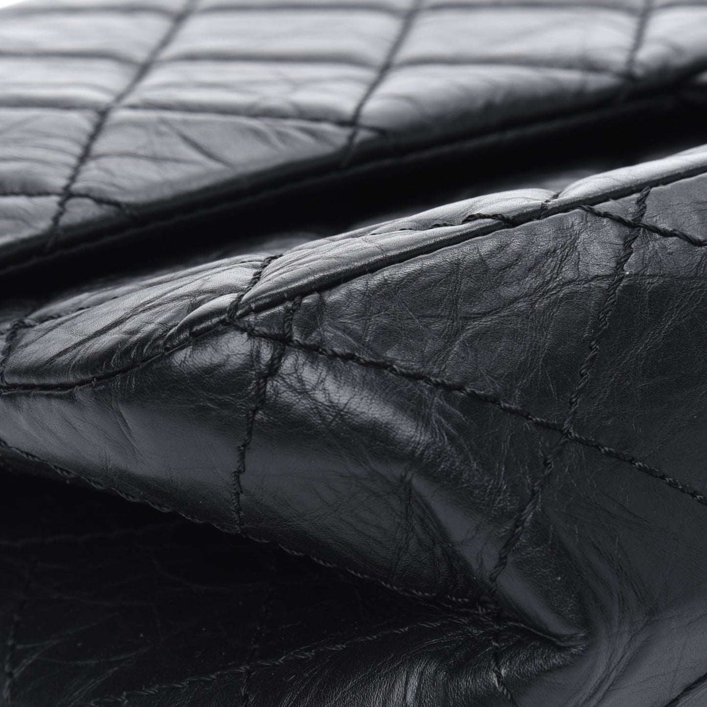 Aged Calfskin Quilted 2.55 Reissue 227 Flap Black