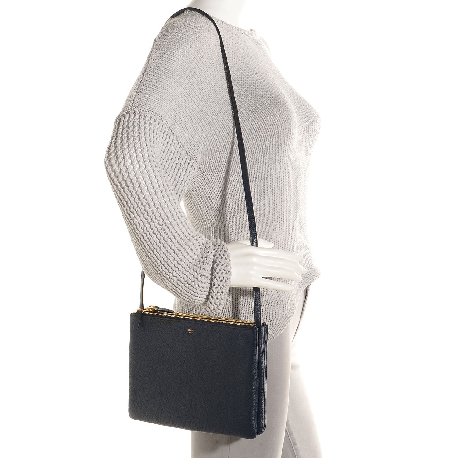 Celine Goatskin Large Trio Crossbody Bag Dark Blue 2 of 7