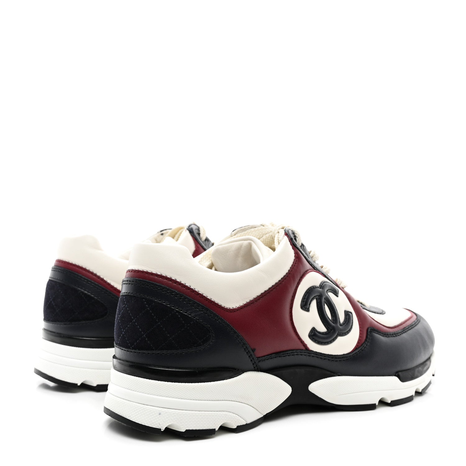 Chanel Calfskin CC Sneakers 40 Burgundy White 4 of 10