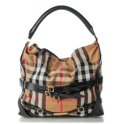 Burberry House Check Bridle Calfskin Medium Gosford Hobo Black 1 of 8