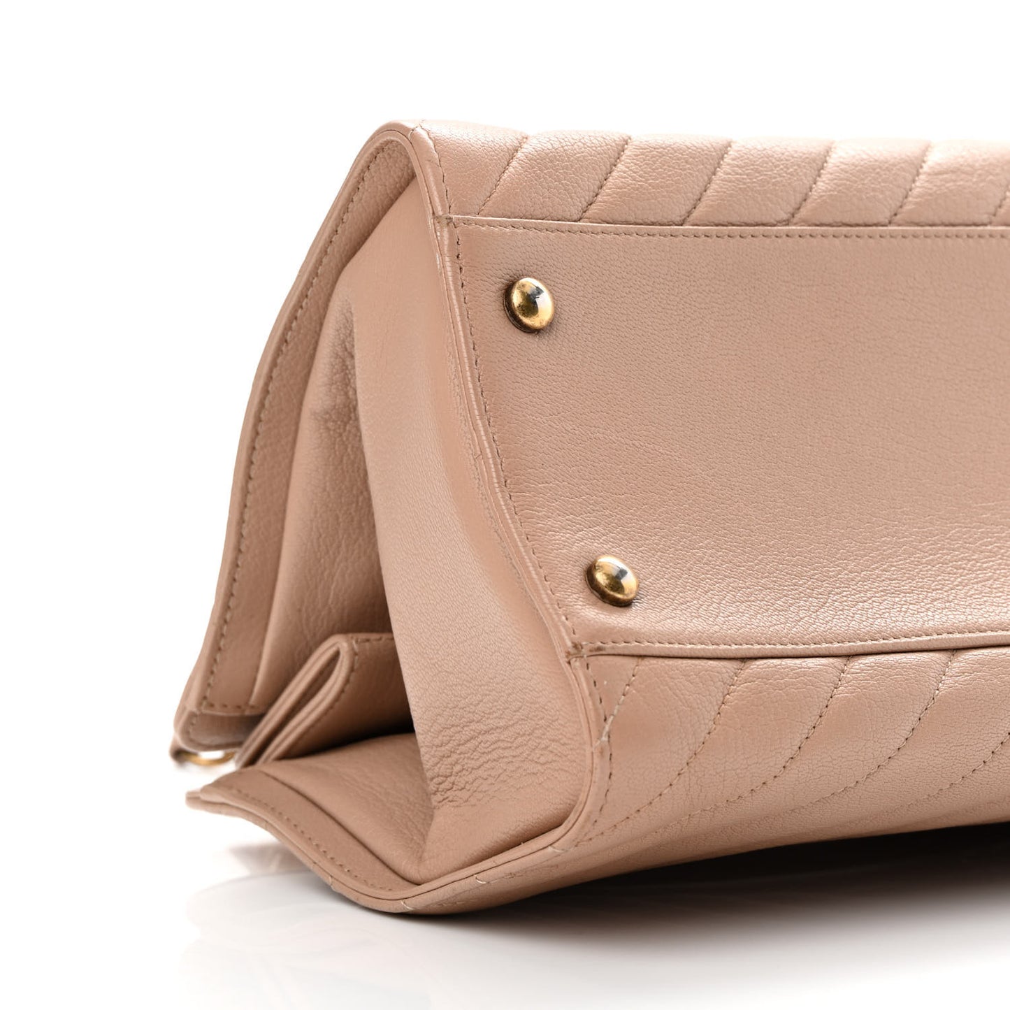 Shiny Goatskin Diagonal Quilted Shoulder Bag Beige