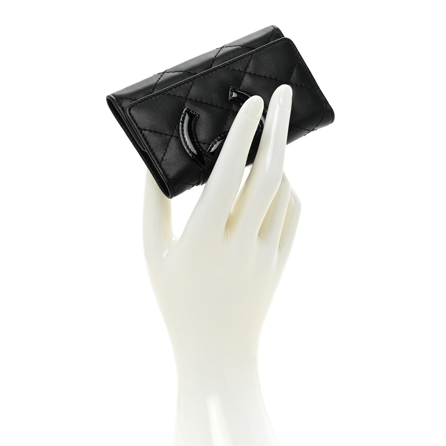 Calfskin Quilted Cambon 6 Key Holder Black