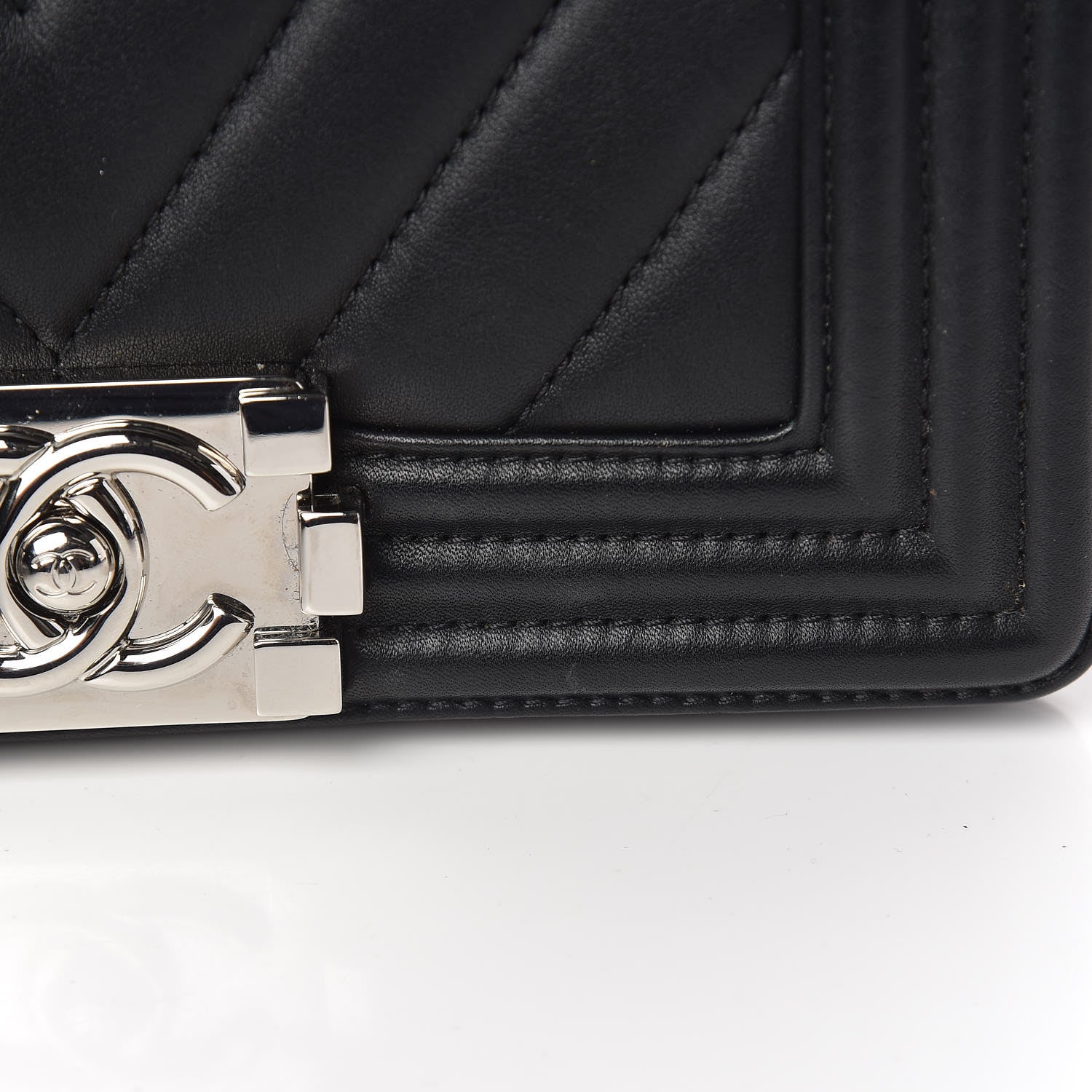 Chanel Calfskin Chevron Quilted Small Boy Flap Black 14 of 17