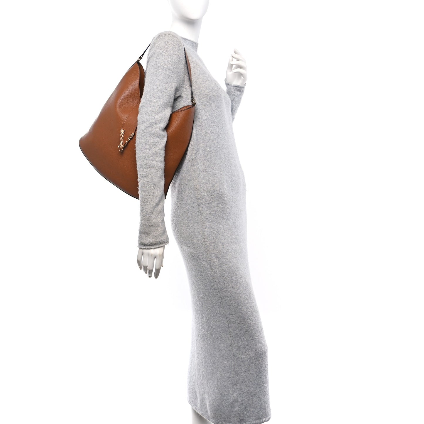 Grainy Calfskin Virtus Hobo Caramel