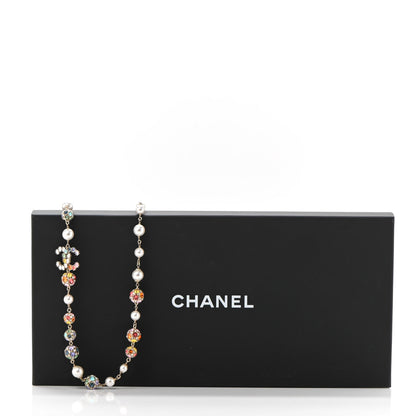 Chanel Pearl Crystal CC Long Strand Necklace Gold Multicolor 7 of 7