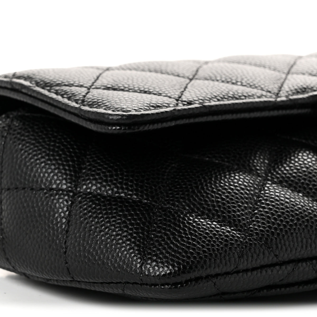 Caviar Quilted Glasses Case With Chain Black