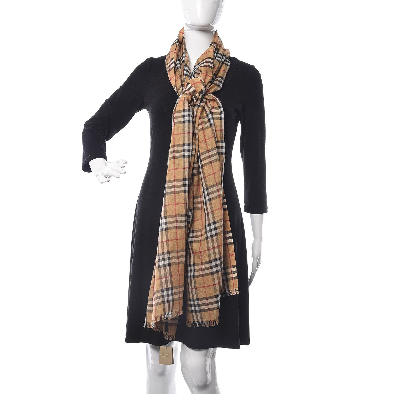 Burberry Wool Silk Gauze Vintage Check Scarf Antique Yellow 2 of 5