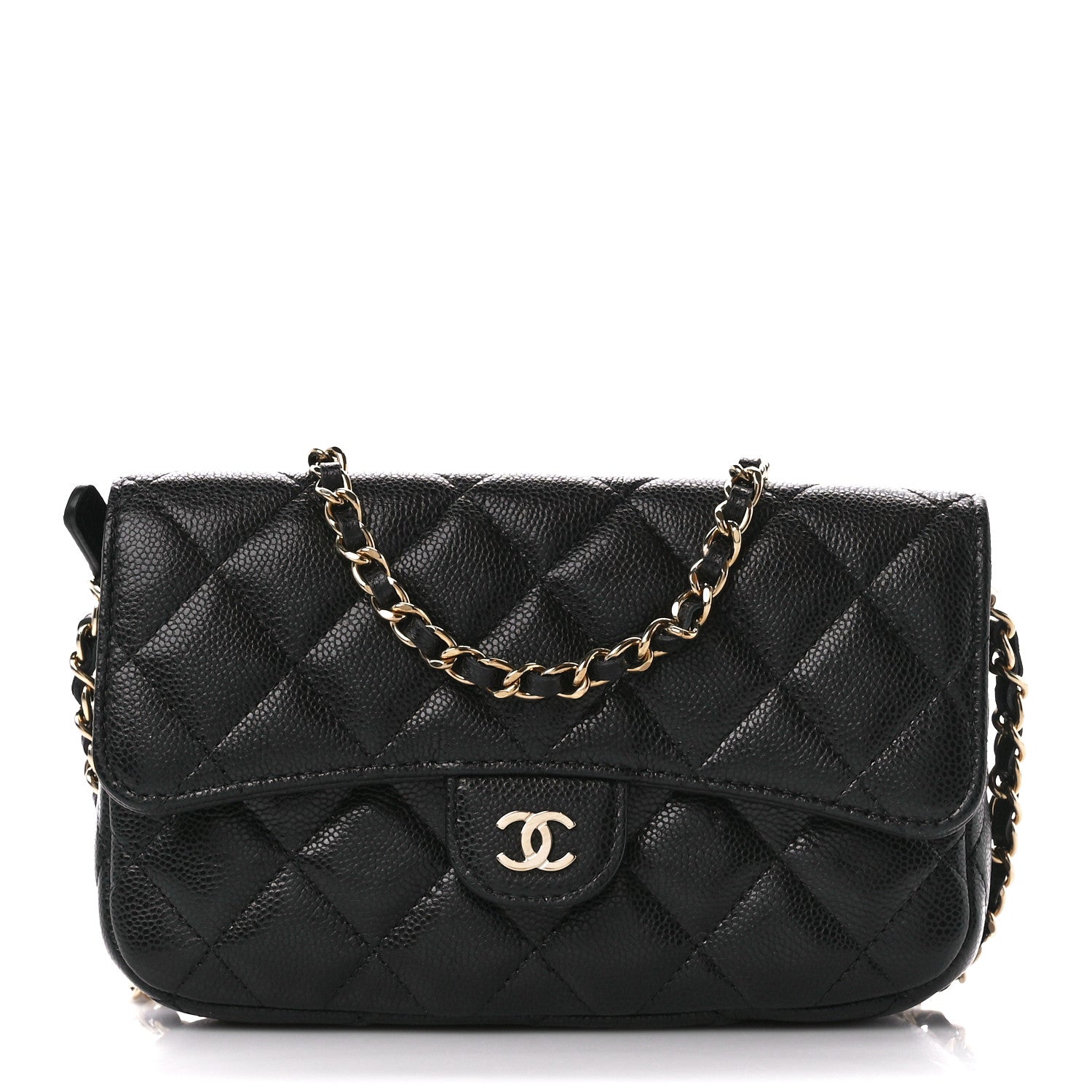 Chanel Caviar Quilted Flap Phone Holder With Chain Black 1 of 13