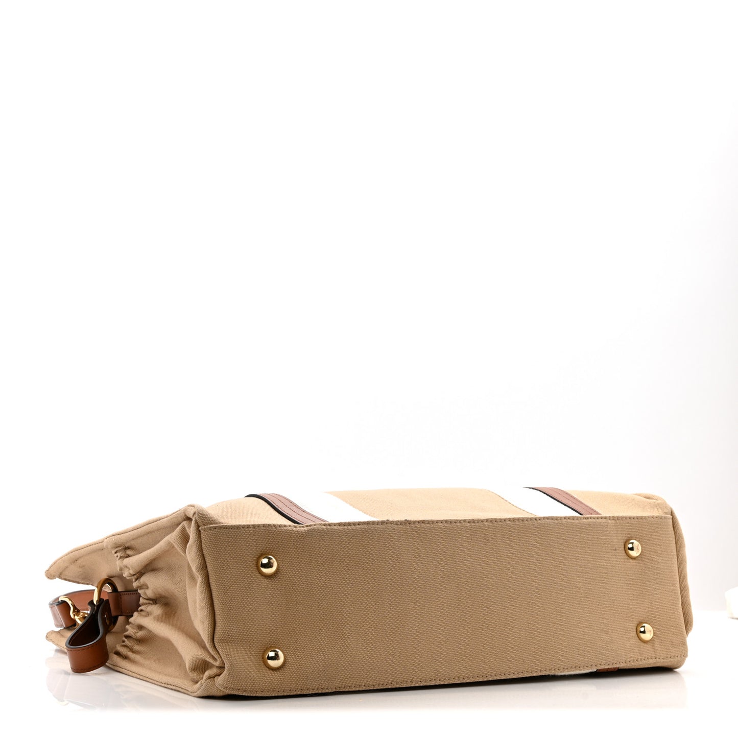 Cotton Calfskin Diaper Bag White Brown