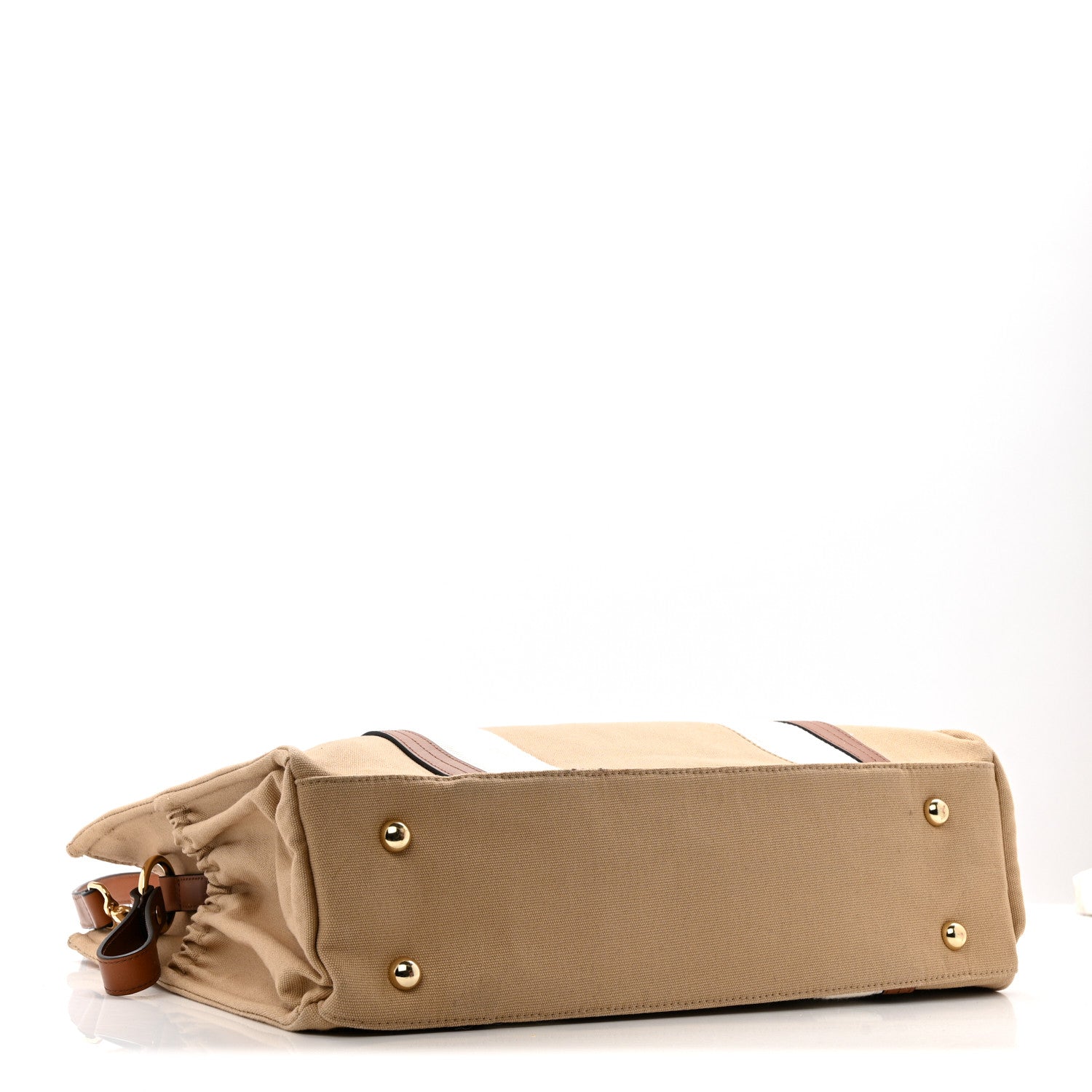 Chloe Cotton Calfskin Diaper Bag White Brown 5 of 14