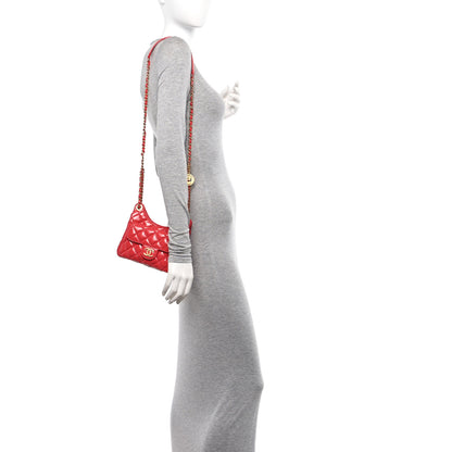 Chanel Shiny Crumpled Calfskin Quilted Small Wavy CC Hobo Red 2 of 10