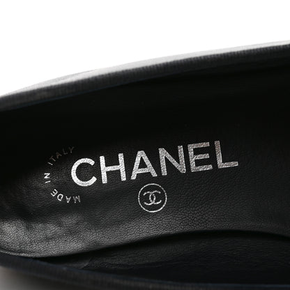 Chanel Goatskin CC Cap Toe Ballerina Flats 37.5 Dark Blue 7 of 9