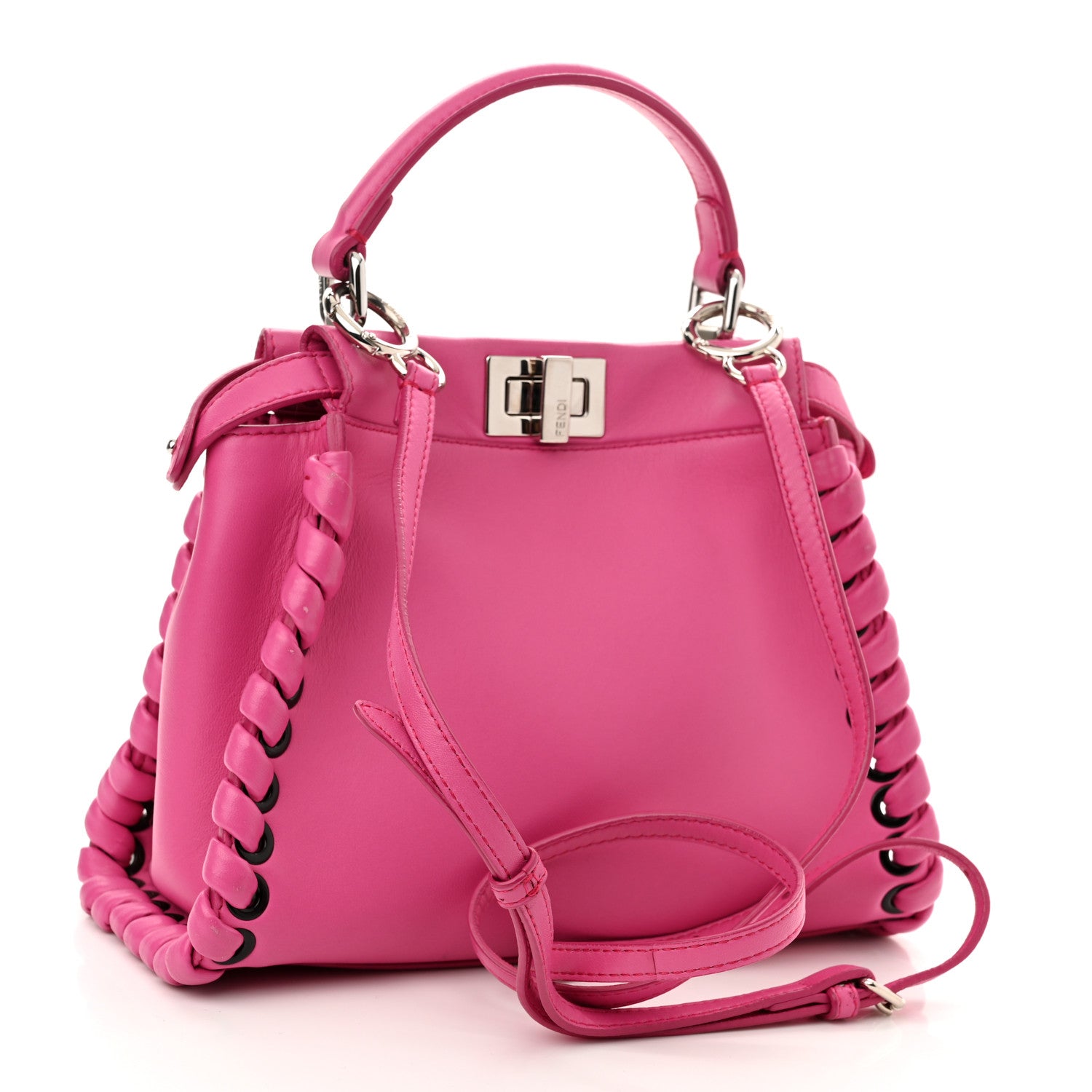 Fendi Nappa Lace Up Mini Peekaboo Iconic Satchel Geranio 3 of 12