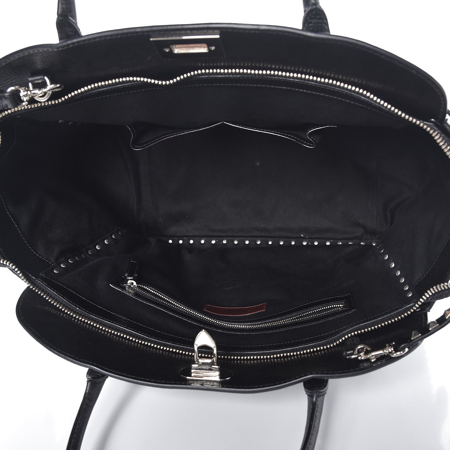 Valentino Garavani Textured Calfskin Rockstud Tote Black 6 of 10