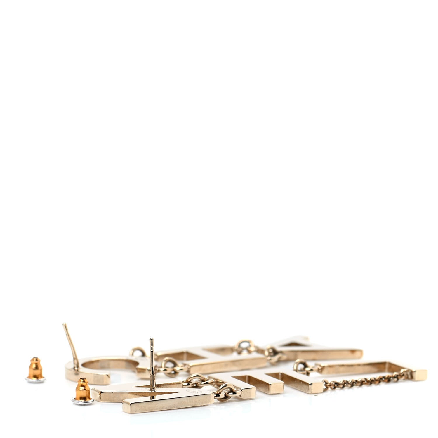 Chanel Metal Cha-Nel Logo Drop Earrings Gold 3 of 5