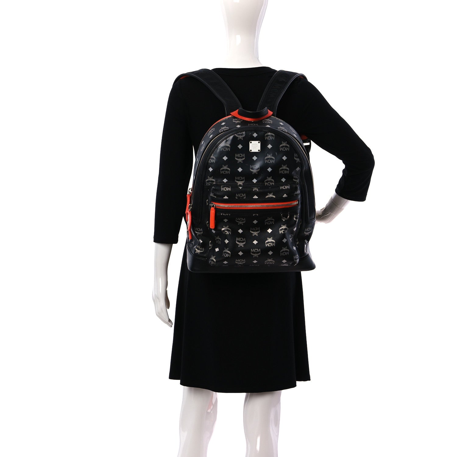 MCM Visetos Reflective Nylon Medium Resnick Backpack Black 2 of 12