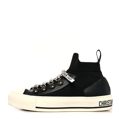 Christian Dior Technical Knit Calfskin Womens Walk'N'Dior High Top Sneakers 35.5 Black 1 of 8
