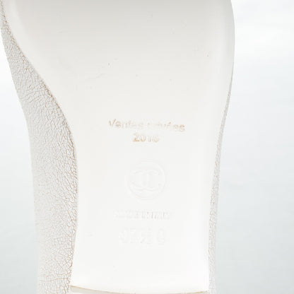 Chanel Crackled Calfskin CC Ballerina Flats 37.5 White 5 of 6