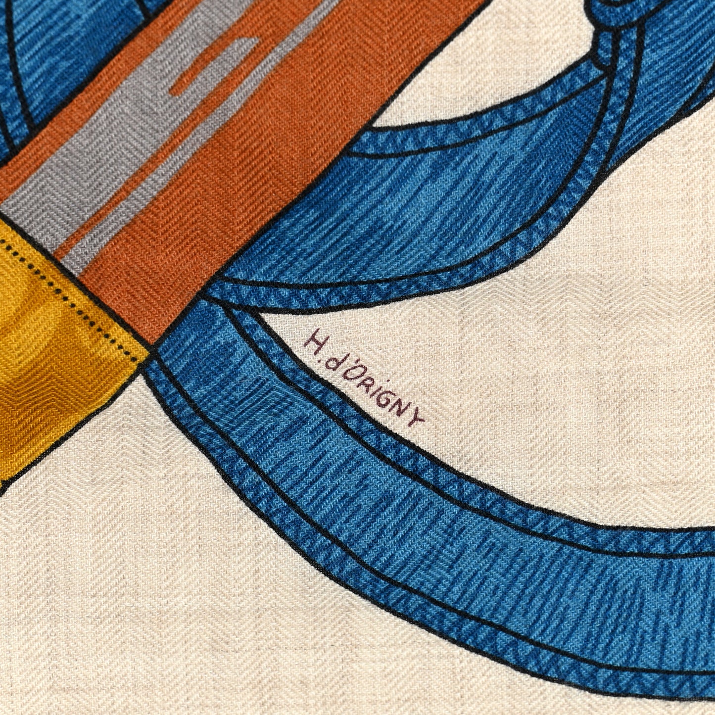 Cashmere Silk Eperon D'Or Shawl 140 Bleu Cobalt Naturel Vieil Or