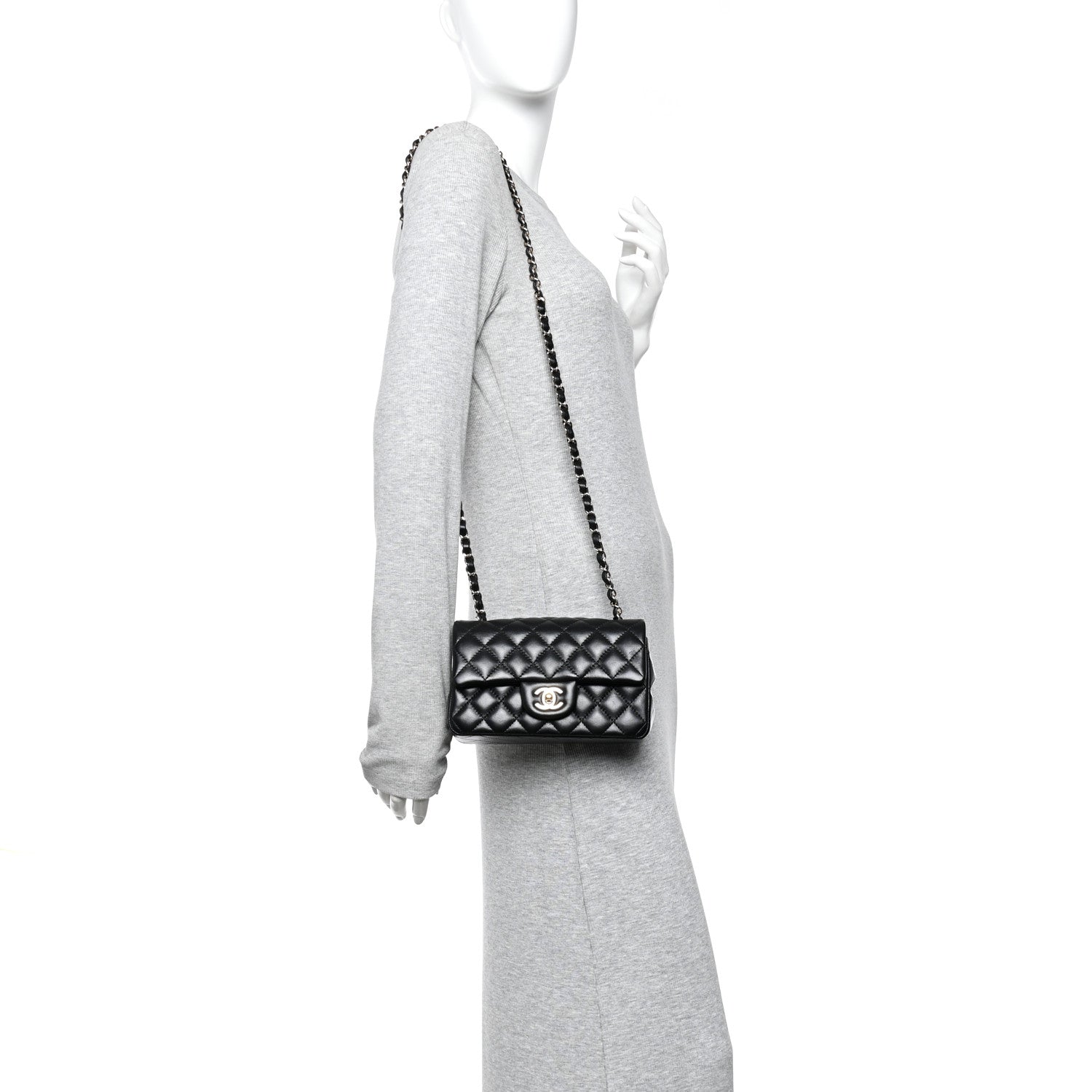 Chanel Lambskin Quilted Mini Rectangular Flap Black 2 of 10