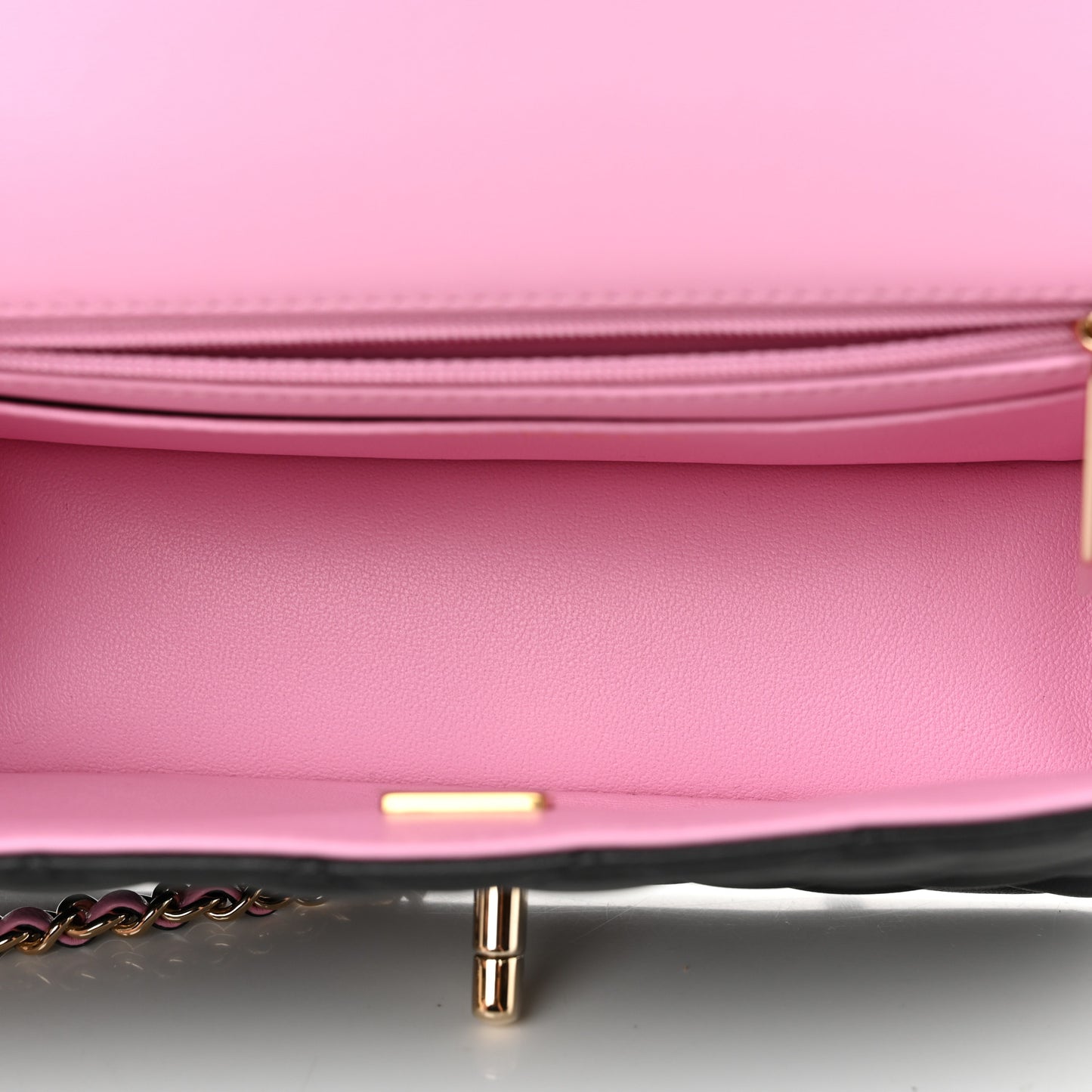 Lambskin Quilted Bi-Color Mini Top Handle Rectangular Flap Black Lilac