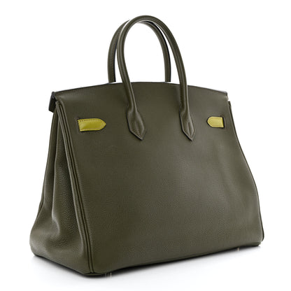 Hermes Togo Chevre Mysore Bi-Color Birkin 35 Vert Veronese Vert Anis 3 of 13