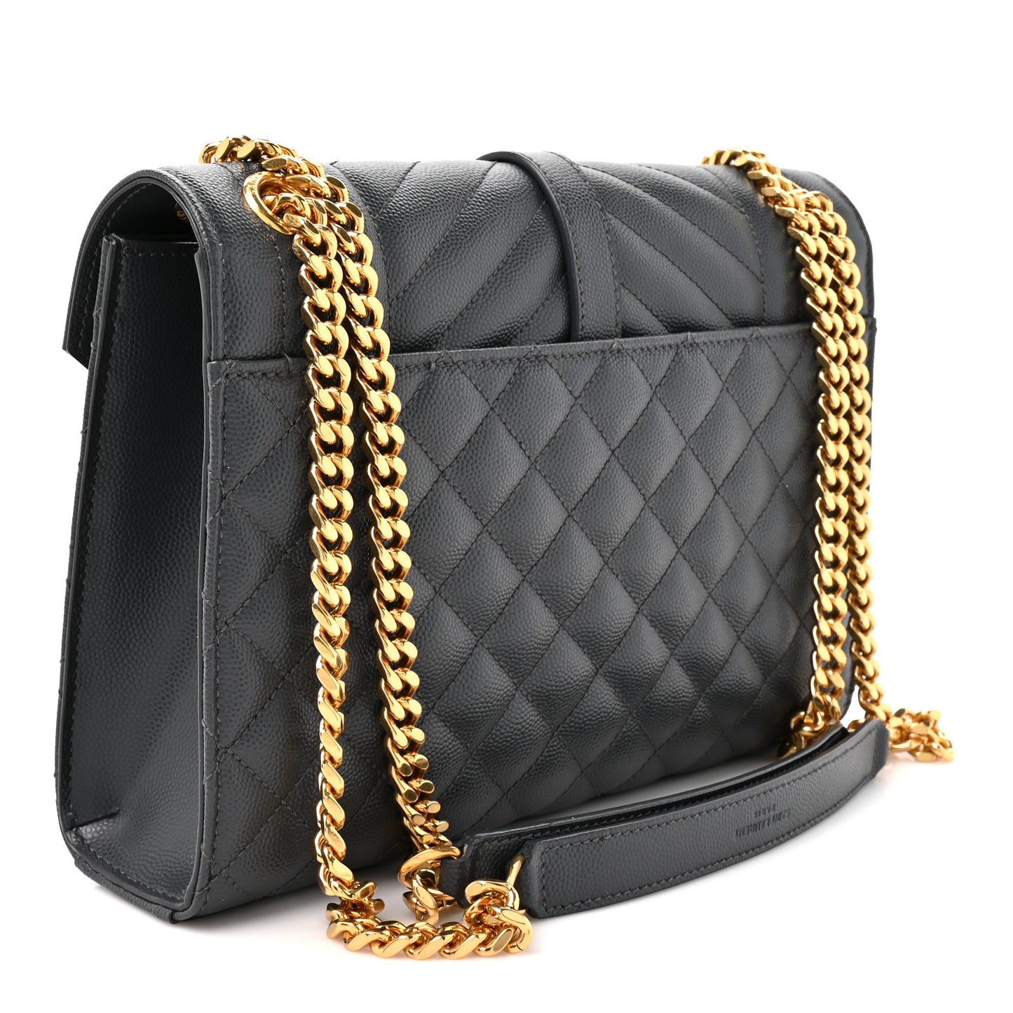 Grain De Poudre Textured Mixed Matelasse Triquilt Medium Monogram Satchel Dark Smog