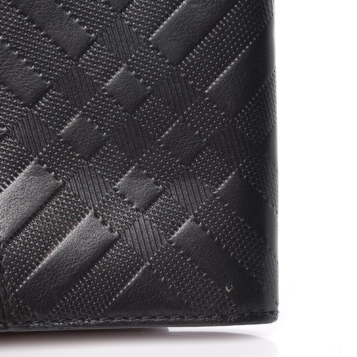 Signature Grain Calfskin Check Embossed Porter Continental Wallet Black