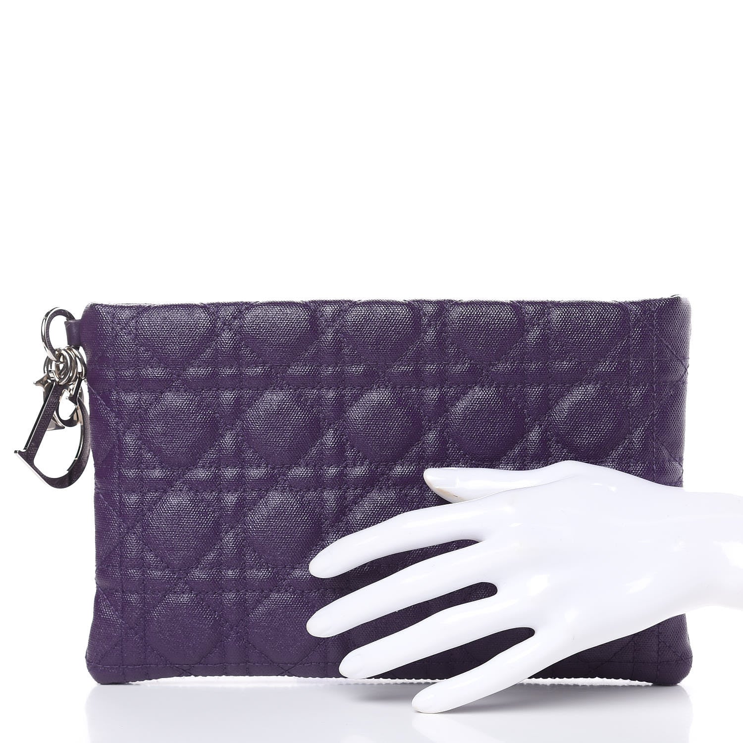 Christian Dior Coated Canvas Cannage Panarea Pouch Purple 2 of 7