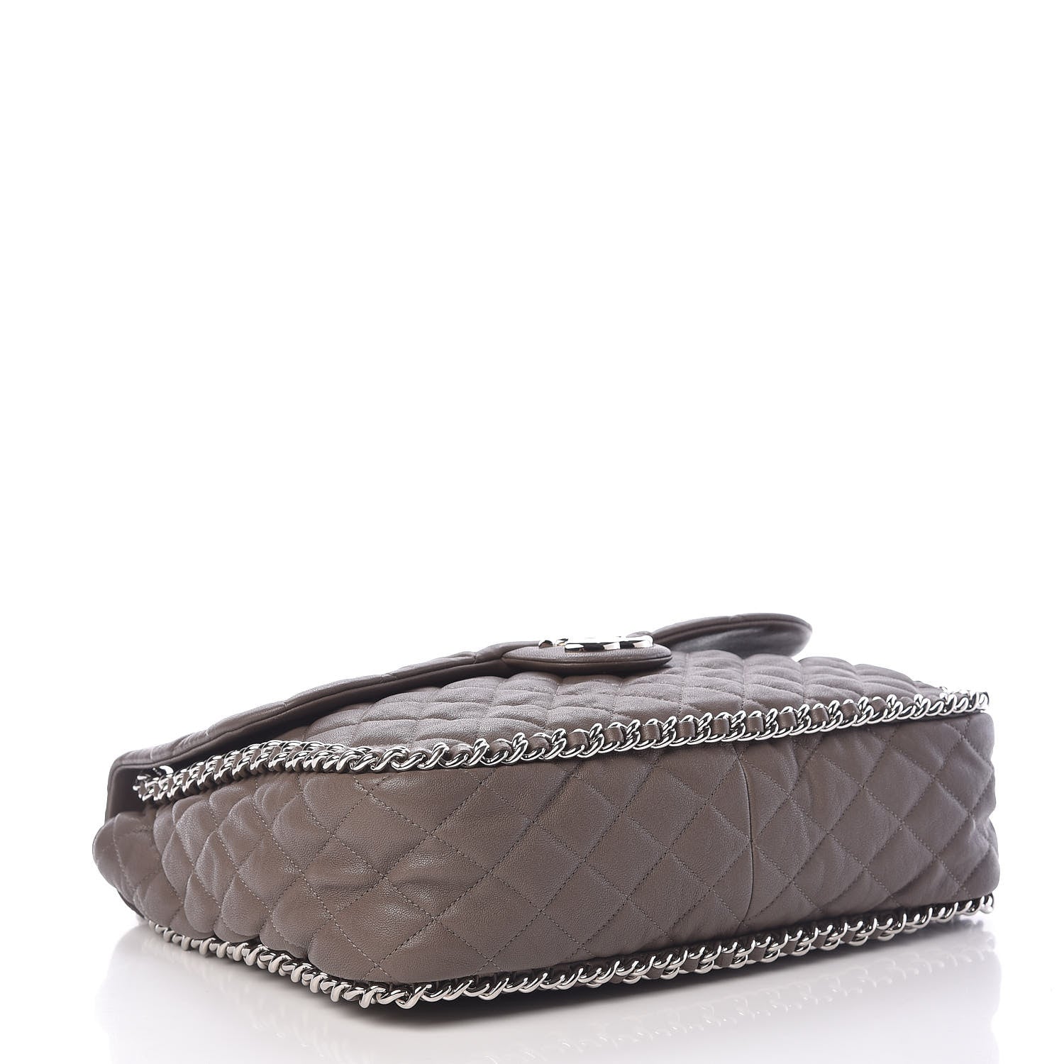 Chanel Washed Lambskin Quilted Chain Around Maxi Flap Taupe 4 of 11