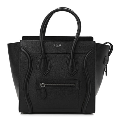 Celine Drummed Calfskin Micro Luggage Black 1 of 9