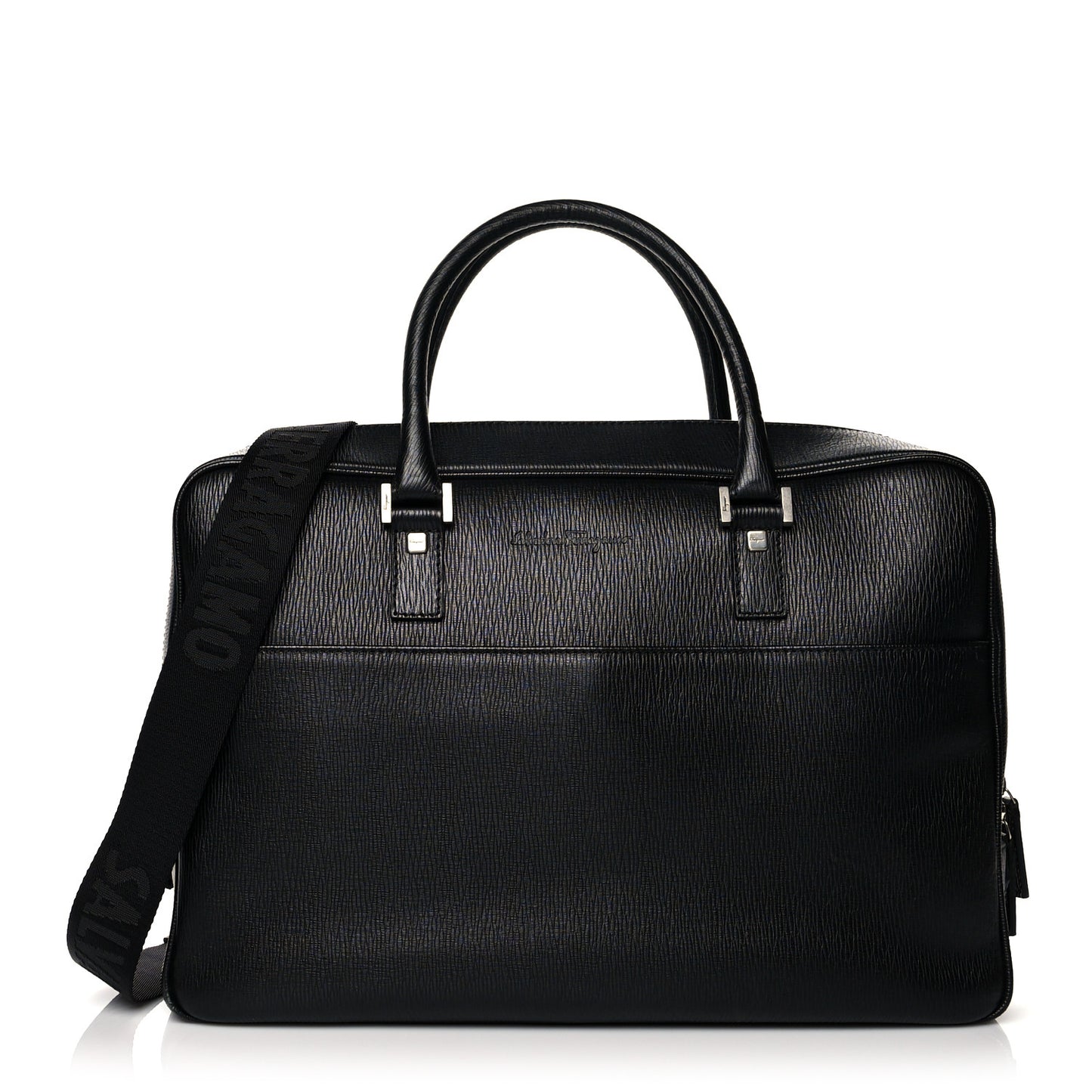 Calfskin Zip Around Briefcase Black