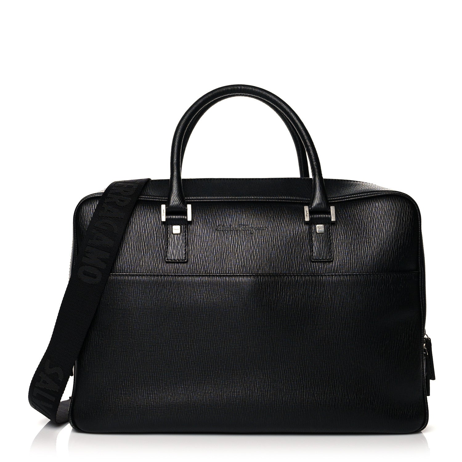 Salvatore Ferragamo Calfskin Zip Around Briefcase Black 1 of 13