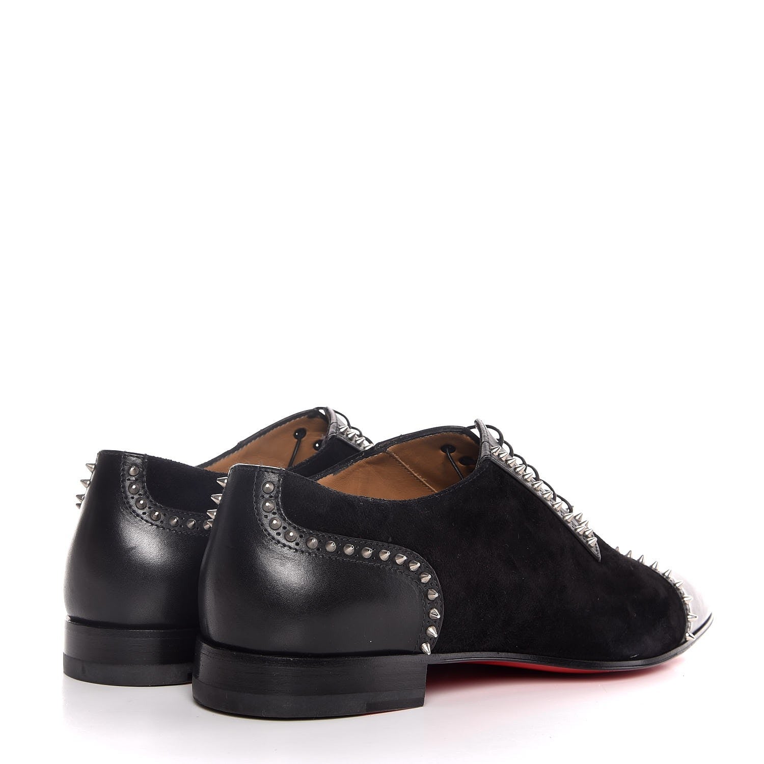 Christian Louboutin Mens Veau Velours Calfskin Mr Blake Spike Oxfords 42 Black Silver 4 of 8