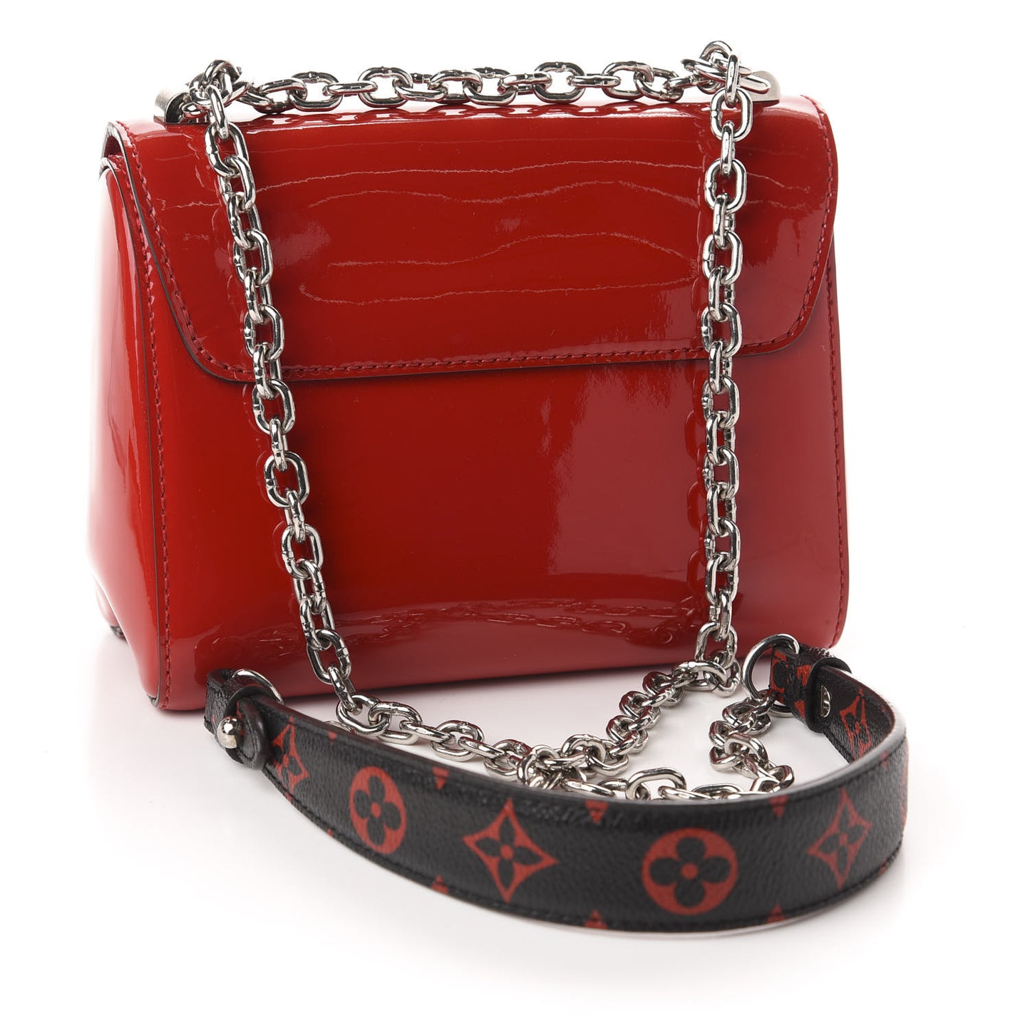 Patent Monogram Infrarouge Twist Shoulder Bag PM Coquelicot
