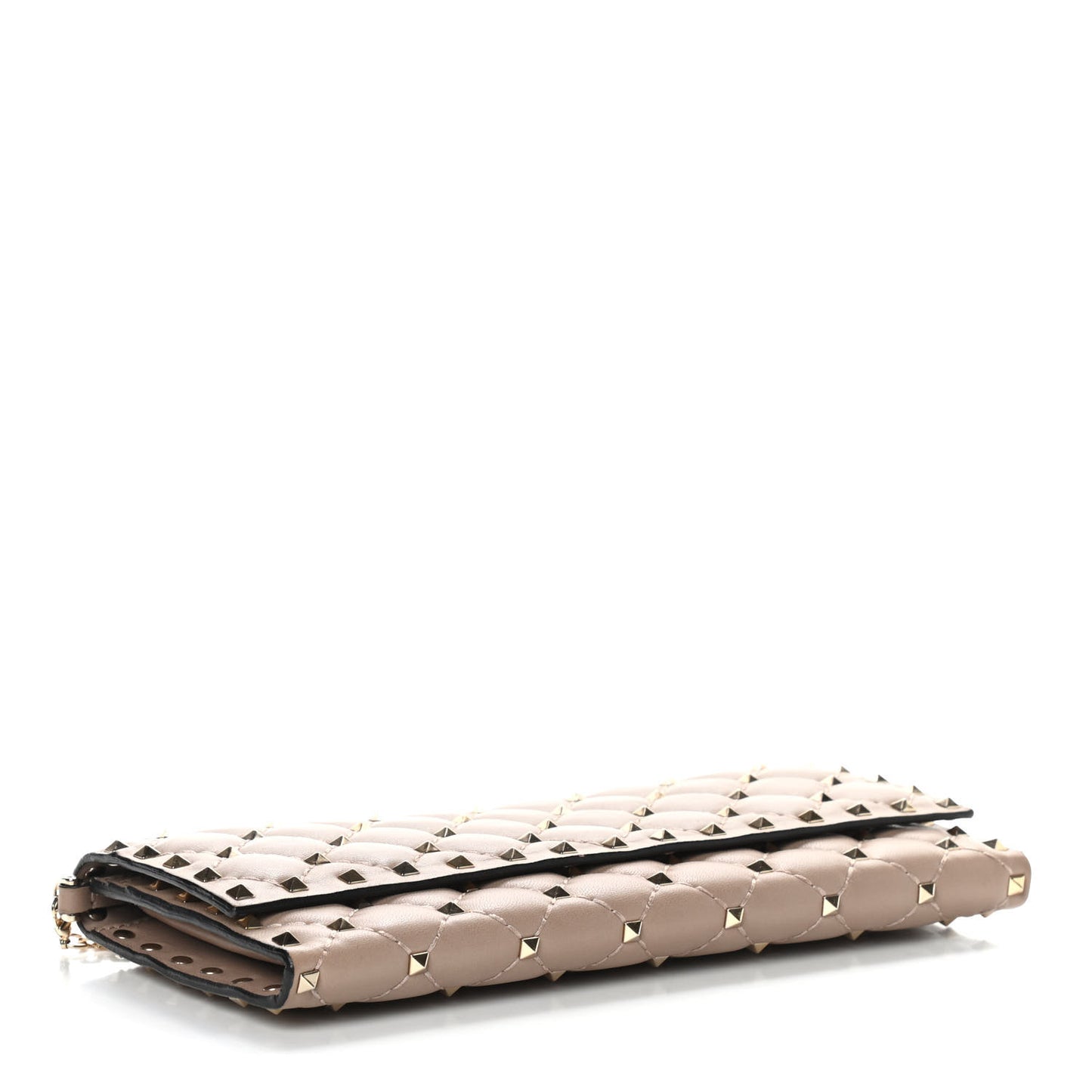 Nappa Rockstud Spike Flap Wallet on Chain Poudre