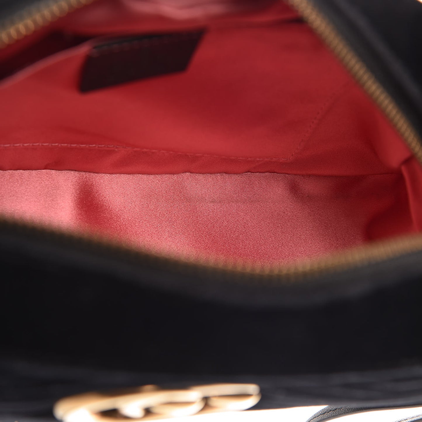Velvet Matelasse Small GG Marmont Chain Shoulder Bag Black