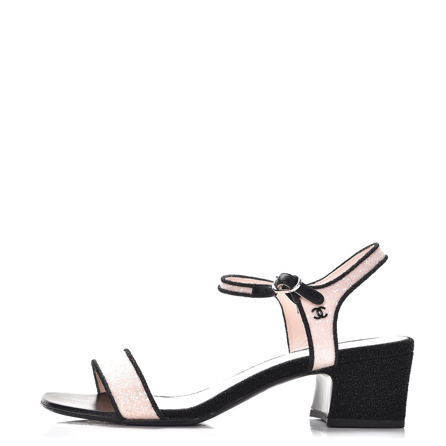 Chanel Fantasy Fabric Lurex Sandals 40 Pink Black 1 of 16