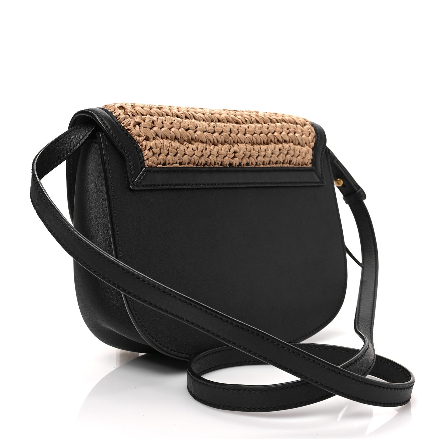 Woven Raffia Monogram Kaia Satchel Tan