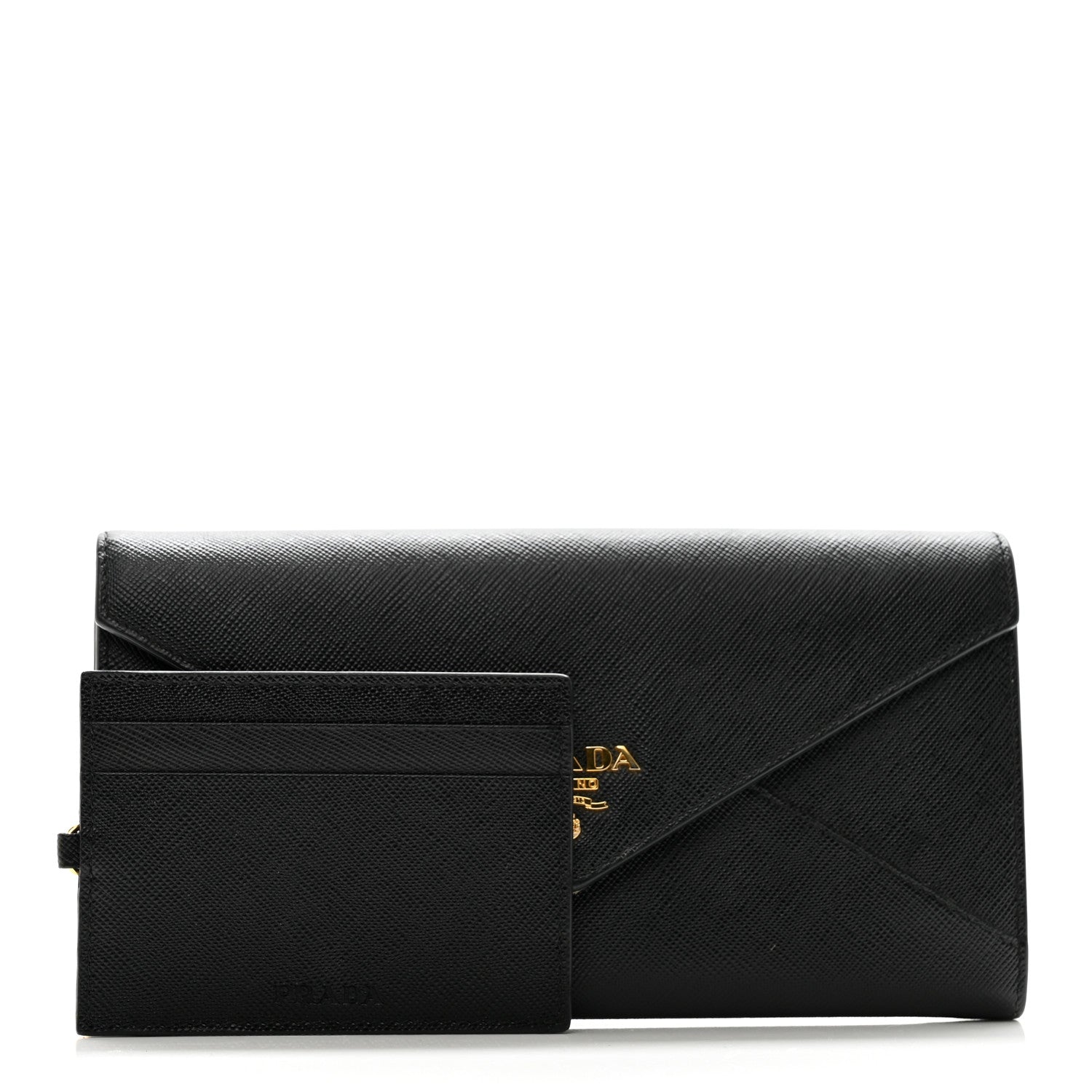 Prada Saffiano Metal Envelope Wallet Black 3 of 10