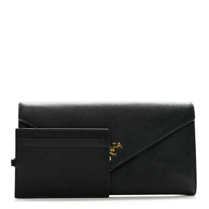 Prada Saffiano Metal Envelope Wallet Black 3 of 10