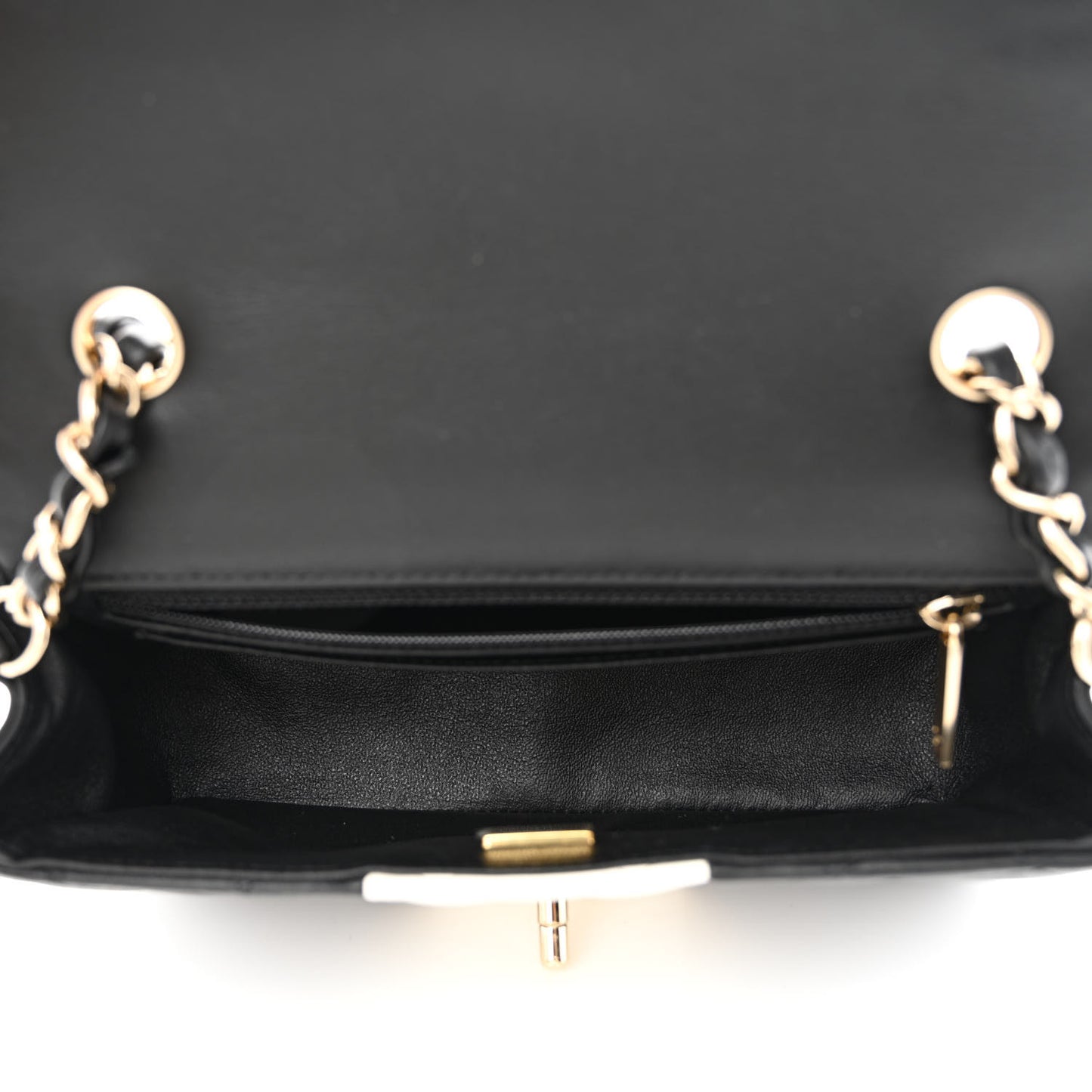 Lambskin Quilted Mini Rectangular Flap Black White