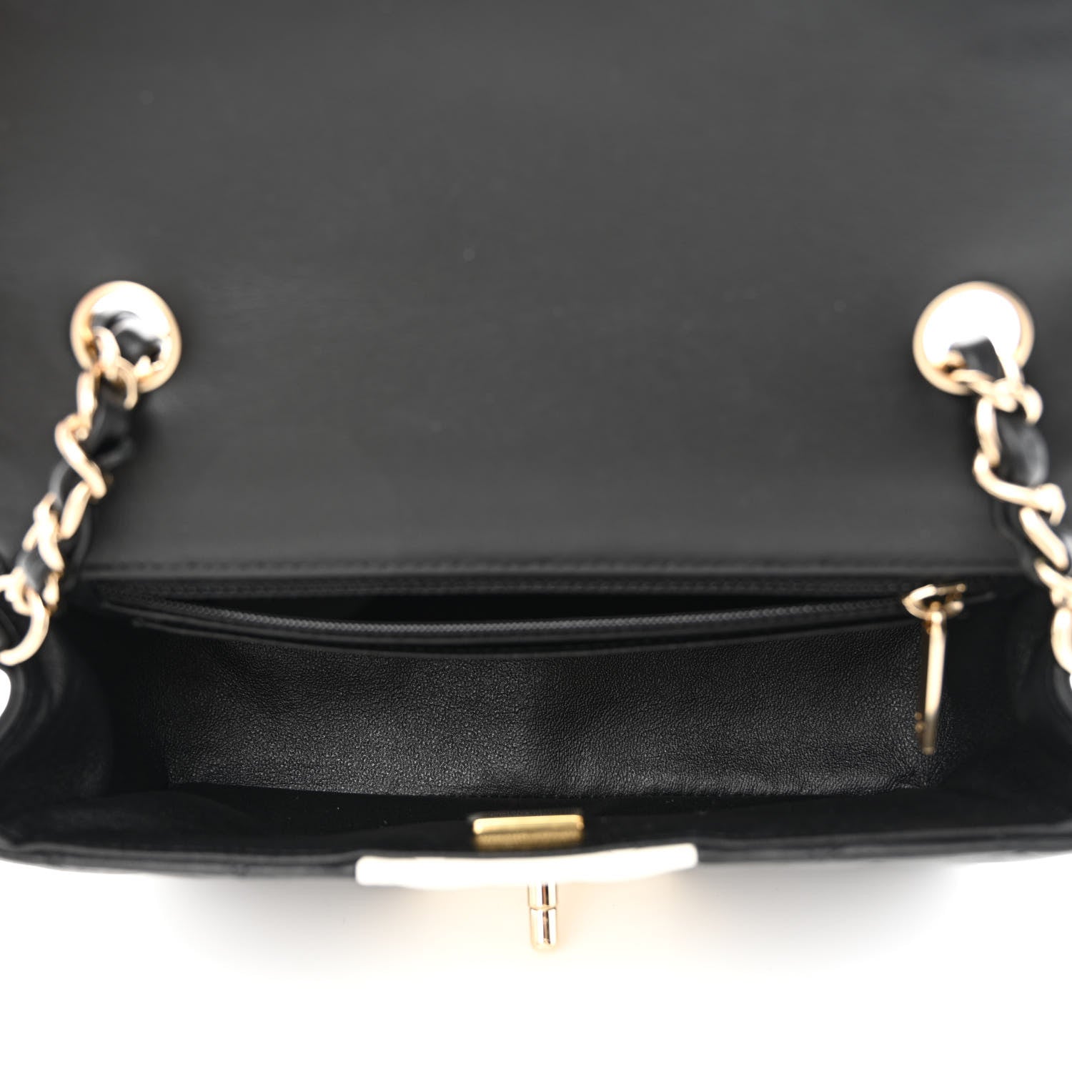 Chanel Lambskin Quilted Mini Rectangular Flap Black White 5 of 13