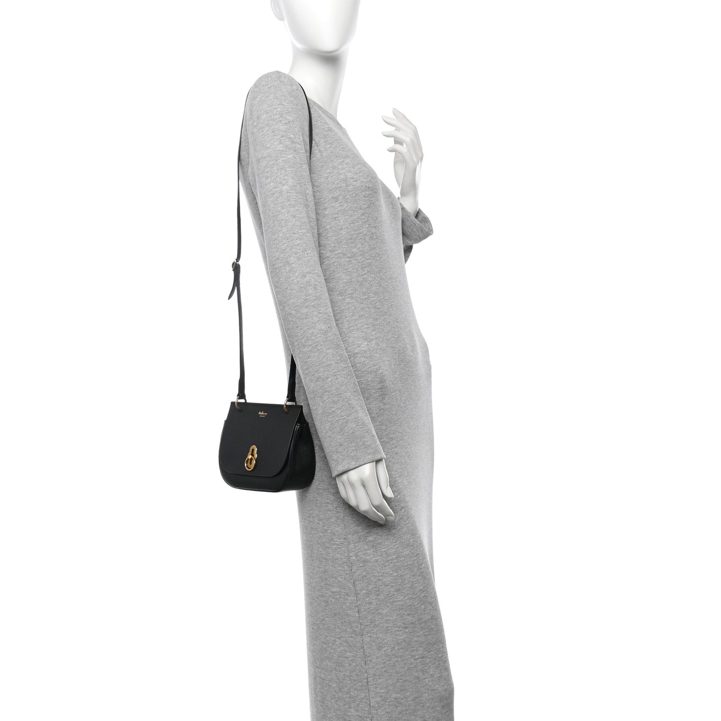 Small Classic Grain Calfskin Mini Amberley Flap Black