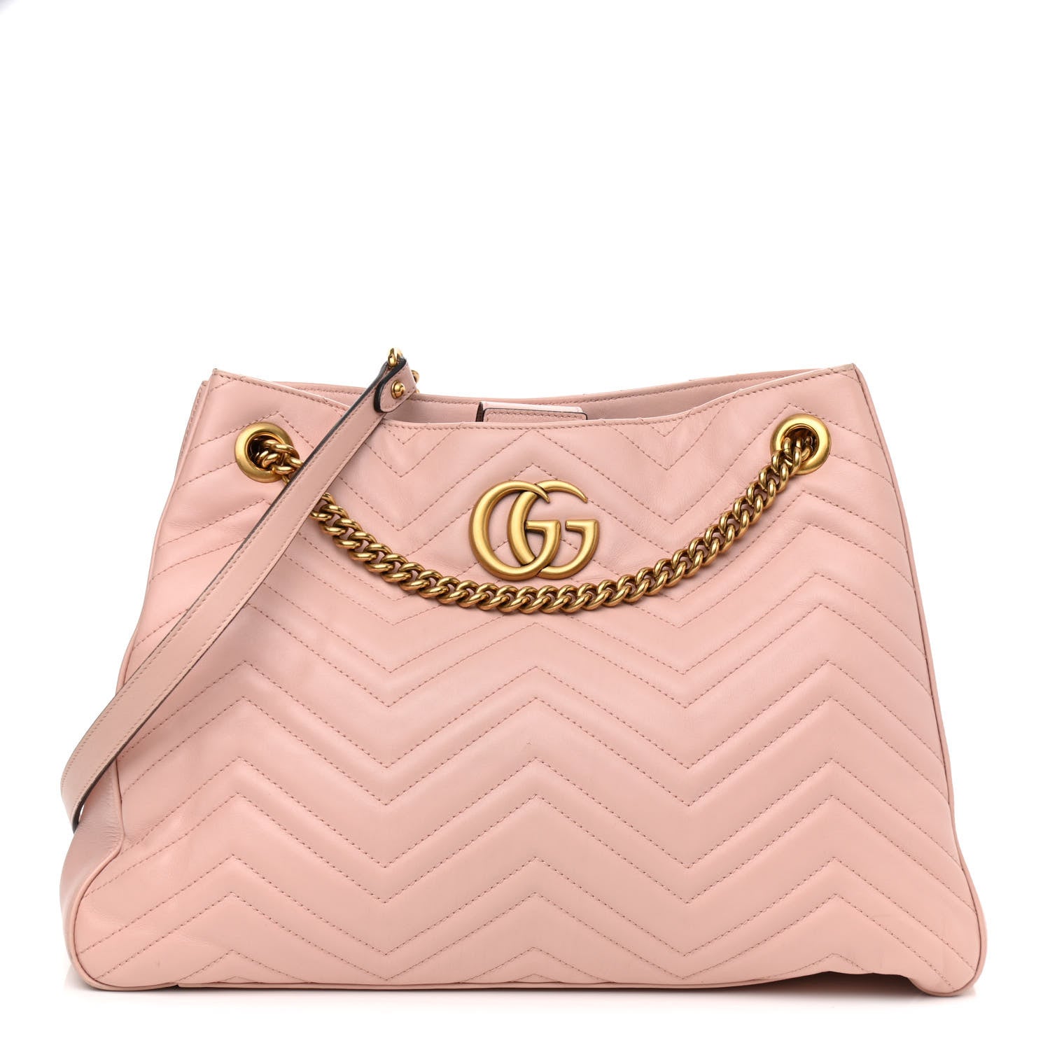 Gucci Calfskin Matelasse Medium GG Marmont Shoulder Tote Bag Perfect Pink 1 of 14