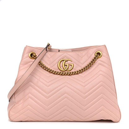 Gucci Calfskin Matelasse Medium GG Marmont Shoulder Tote Bag Perfect Pink 1 of 14