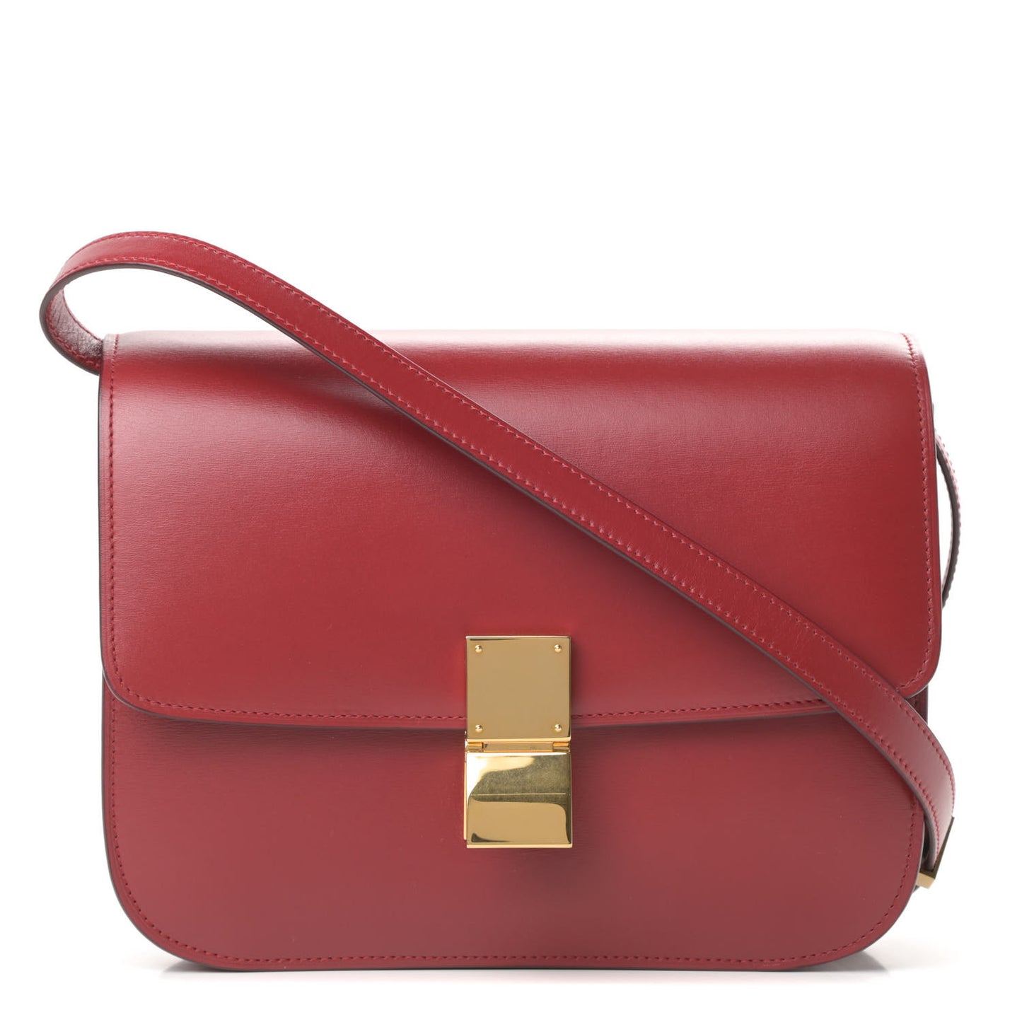 Box Calfskin Medium Classic Box Flap Bag Red