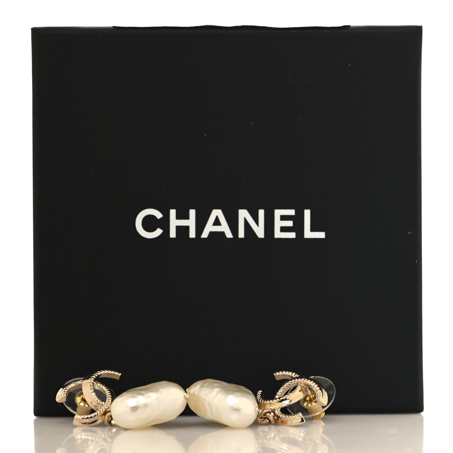 Chanel Pearl CC Heart Drop Earrings Gold 5 of 5