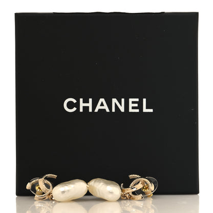 Chanel Pearl CC Heart Drop Earrings Gold 5 of 5