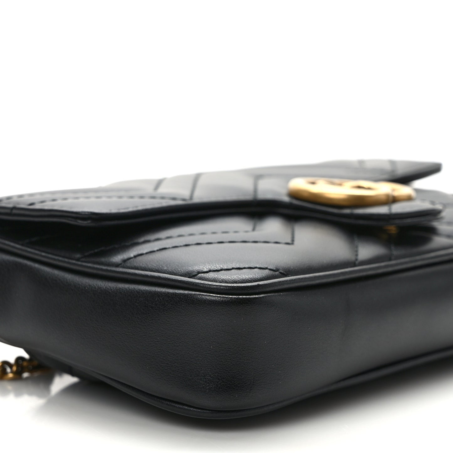 Calfskin Matelasse Mini GG Marmont Shoulder Bag With Case Black White